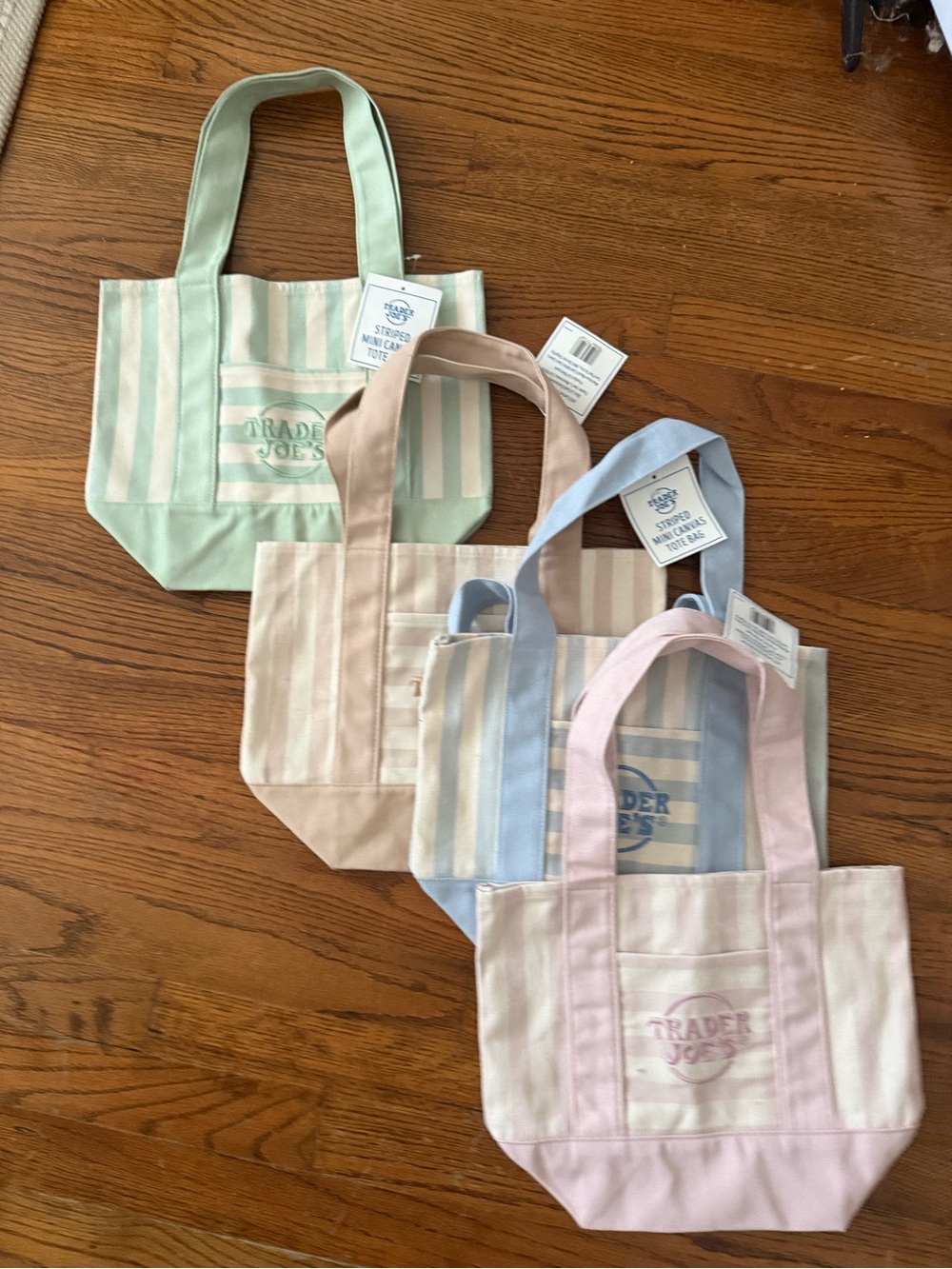 Trader Joe's Pastel striped mini totes bundle